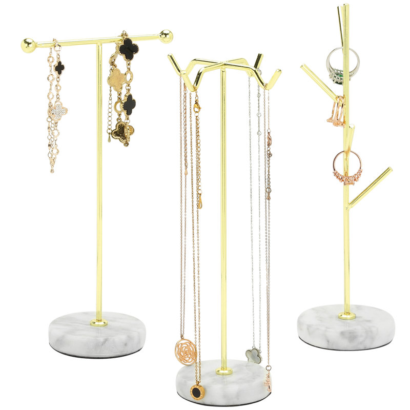 3 Piece Tabletop Metal Wire Jewellery Stand Set