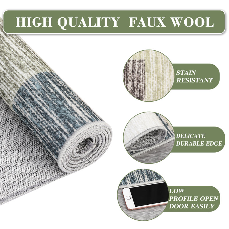 Randolph Geometric Machine Washable Area Rug with Rubber Backing for Living Room Plaid Non-Slip Rug Modern Indoor Carpet Non-Shedding Rug for Bedroom Dining Room Hallway Kitchen Office Playroom Nursery
