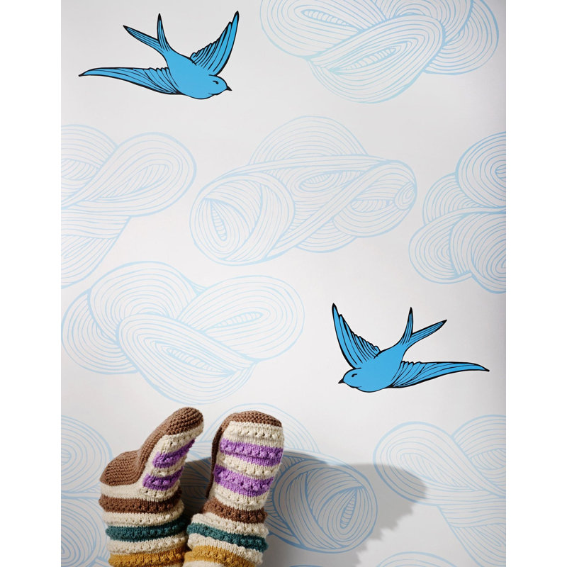 Daydream Wallpaper | Black / Traditional / Roll - 27" x 30', French Blue