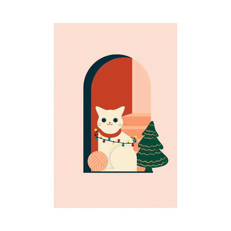 Christmas Cat - Print on Canvas, Wrapped Canvas, 30.48 cm H x 45.72 cm W