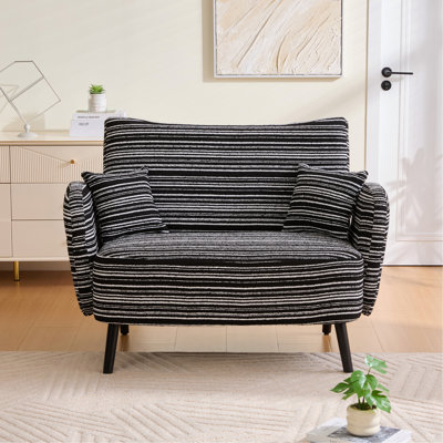 Modern Style Two-Seater Sofa With Ultra-Comfortable Armrests, Armrest Pillows, And Storage Pockets, Deep-Seated Two-Seater Sofa, Comfortable Modern Sofa For Bedroom, Small Spaces, Apartments, And Offi
