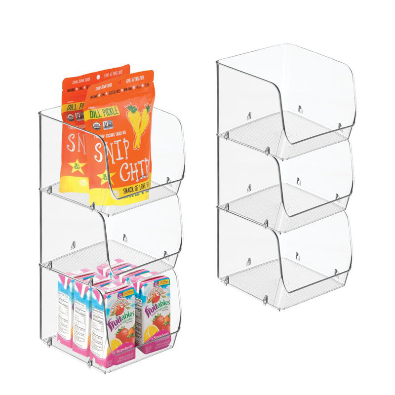 iDesign Stackable Open-Front Storage Bins for Kitchen and Pantry Organization - Set of 6 - Clear