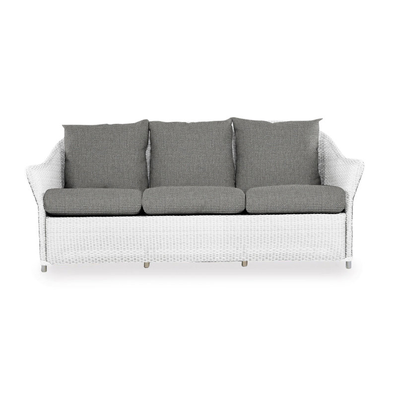 Weekend Retreat Outdoor 3 - Seat Patio Sofa, White, Bamboo Bay Sky