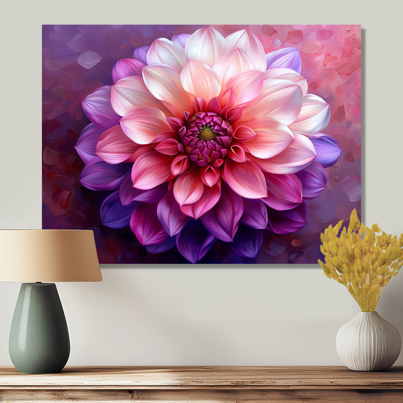 «Dahlia», art floral mauve, Métal métal, H 30 po x l 40 po