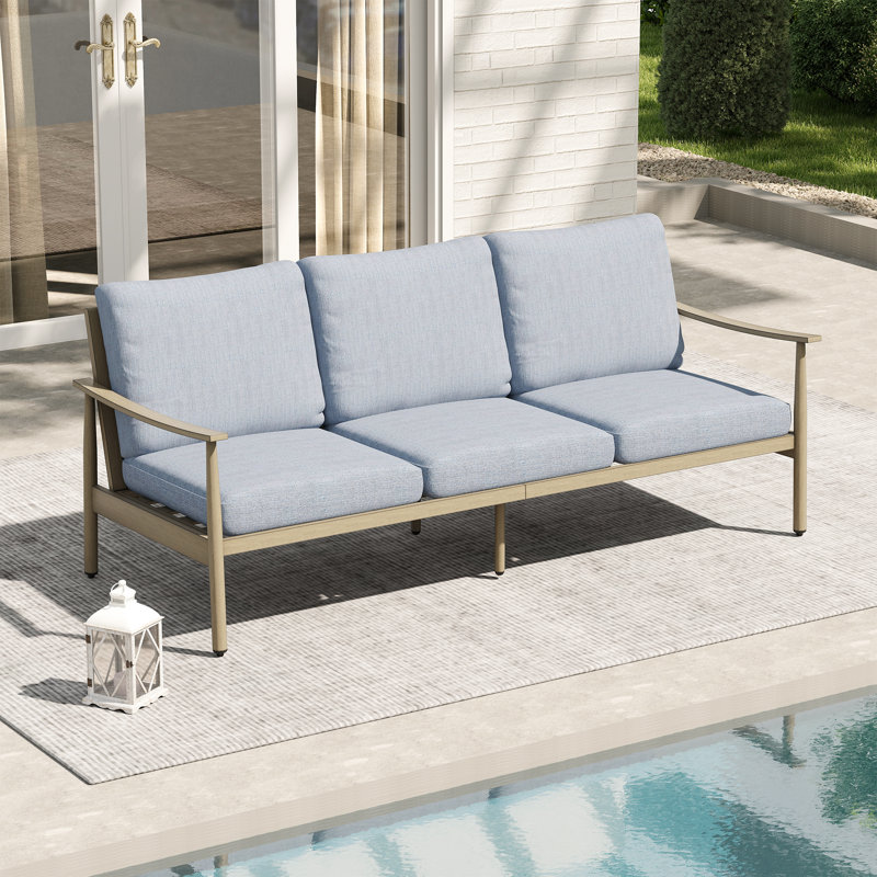 Canapé d'extérieur en aluminium 76 po Mariène, Bleu, Beige