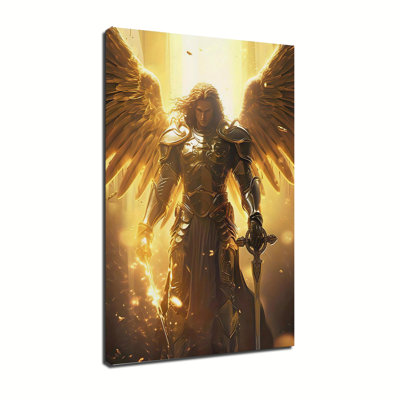 Archangel Michael golden armor warrior poster