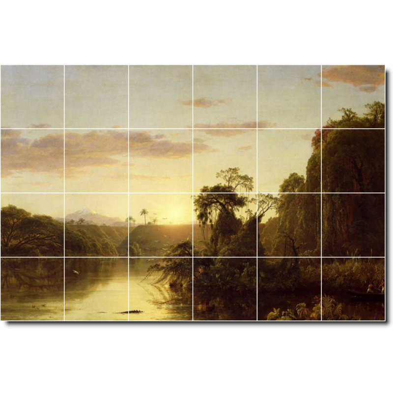 Carreau de céramique décorative 36 po x 24 po 6 po x 6 po, Paysage 01743