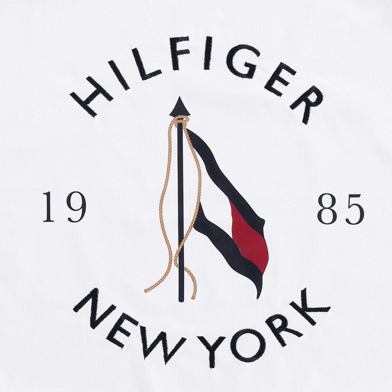 Tommy Hilfiger NY Flag White Throw Pillow