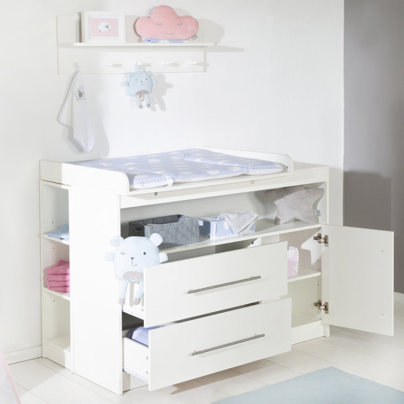 Maren Cot Bed 3-Piece Nursery Furniture Set, Wide (H 98cm x W 117cm x D 75cm), White