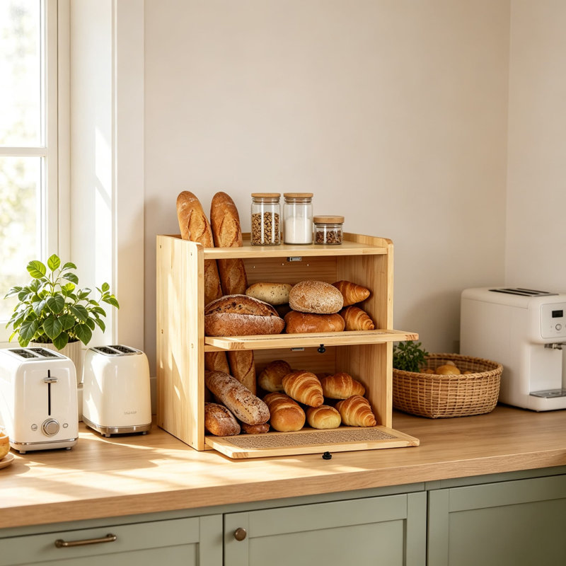 Wood Food Storage Container, Jaune
