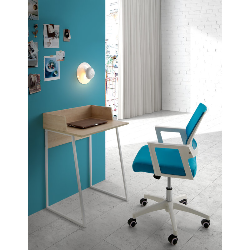 Hinshaw Metal Base Writing Desk, Light Oak/White
