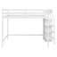 Lit mezzanine double avec rangement intégré et escalier, structure en bois de pin blanc pour la chambre à coucher-121097278