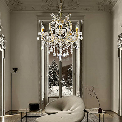 22"In Bella Petite Gold Crystal 5-Led Light Chandelier