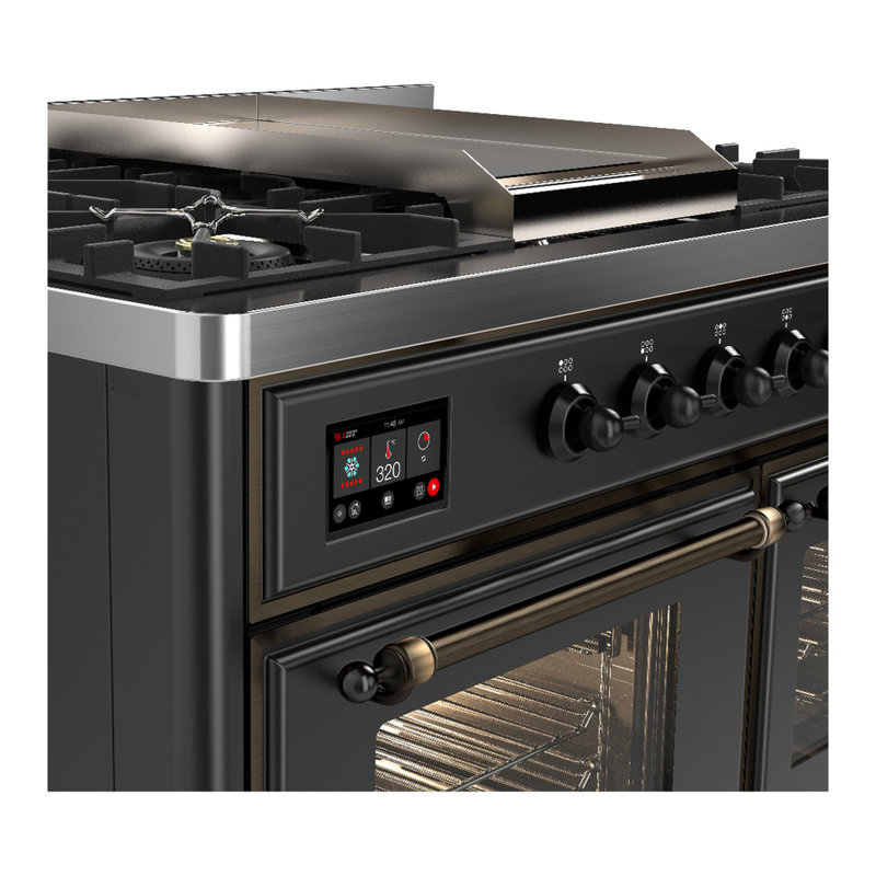 Majestic III Series 40 Inch Dual Fuel Range with 6 Sealed Burners, Griddle, in Mightnight Blue (Natural Gas, Chrome Trim)
