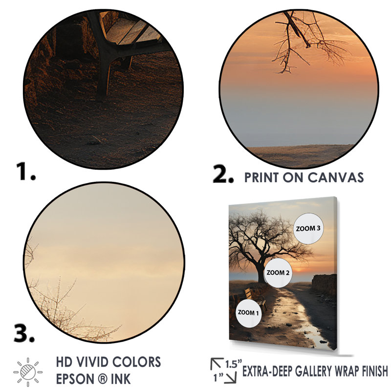 Coucher de soleil coucher de soleil arbre imitation paysage - décor mural coucher de soleil, H 32 po x l 16 po x P 1 po