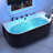 67 In. X 32 In. Flat Bottom Stone Resin Freestanding 92 Gallon Combination Bathtub With Center Drain In Black And White