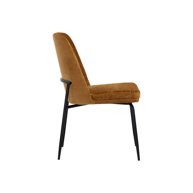Zeke Upholstered Dining Chair, Orange, Matte Black