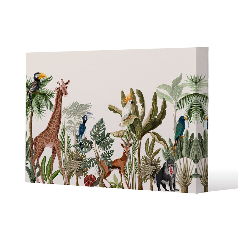 Tropical Animals Slim Style Canvas Print, 15mm Slim Real wood., 60 cm H x 80 cm W