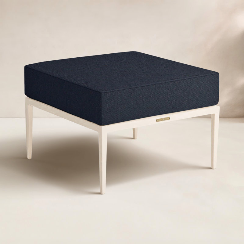 Elegante Outdoor Ottoman with Cushion, Chalk , Welt, Herringbone Sand