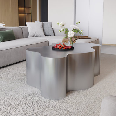 Table basse 39,4 po en acier inoxydable de luxe pour centre de salon