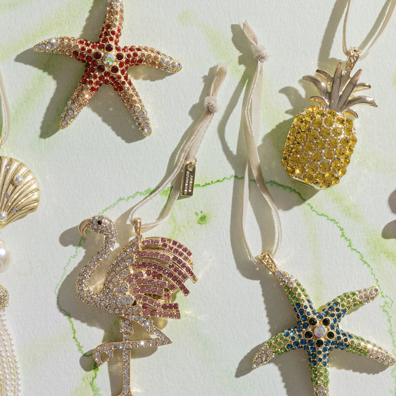 Starfish 2.5'' Animals Hanging Figurine Ornament, Green;Blue