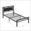 Structure de lit simple en métal - Structure robuste et silencieuse, aucun sommier nécessaire, noir pour la chambre à coucher