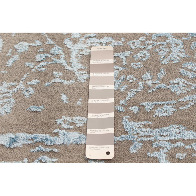 Tapis gris noué à la main Massie