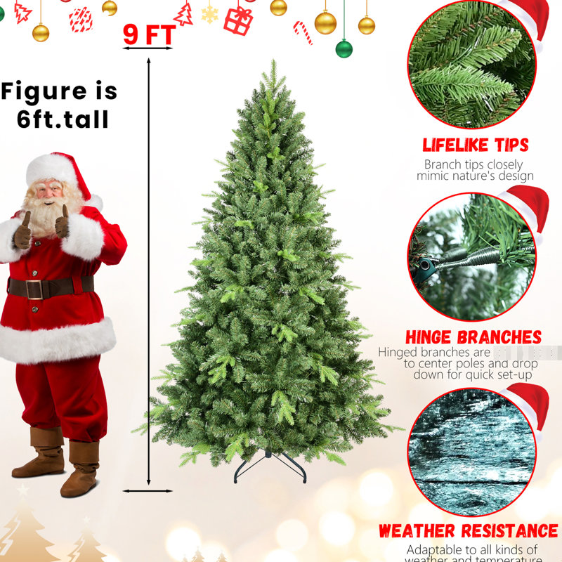 Arbre de Noël classique de 4 pi avec 636 pointes en PE +, branches de mise en valeur du stress, support en métal solide pour les décorations Décorations saisonnières traditionnelles à base tombante automatique de 4 pieds