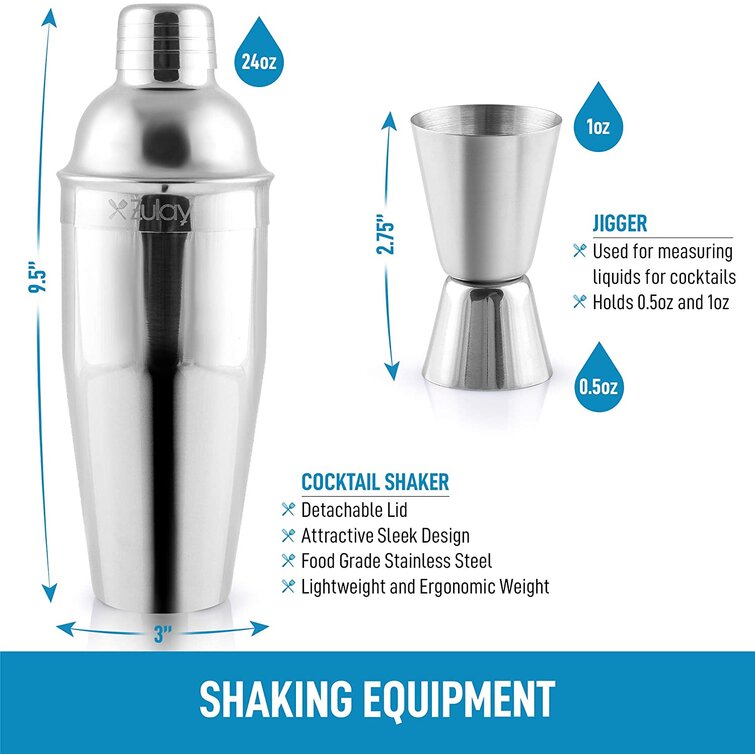 Cocktail Shaker Set: 7-Piece Stainless Steel 25.3OZ Martini Shaker