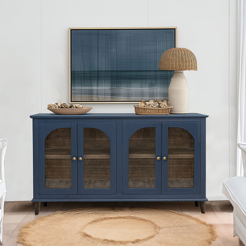 70.75" Wide Solid Wood Sideboard, Blue