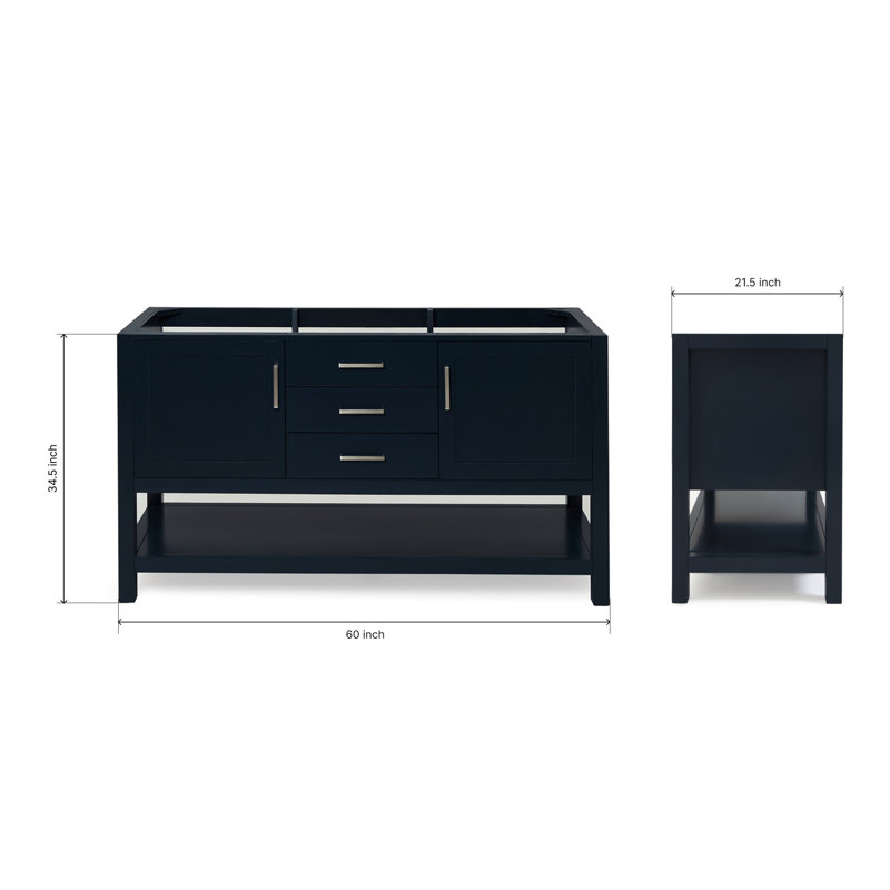 Bayhill 60'' W Single Bathroom Vanity Base, Midnight Blue