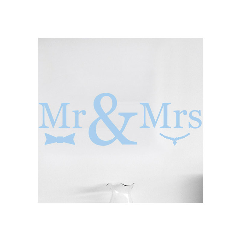Mr Mrs Wall Sticker, Large, Light Blue