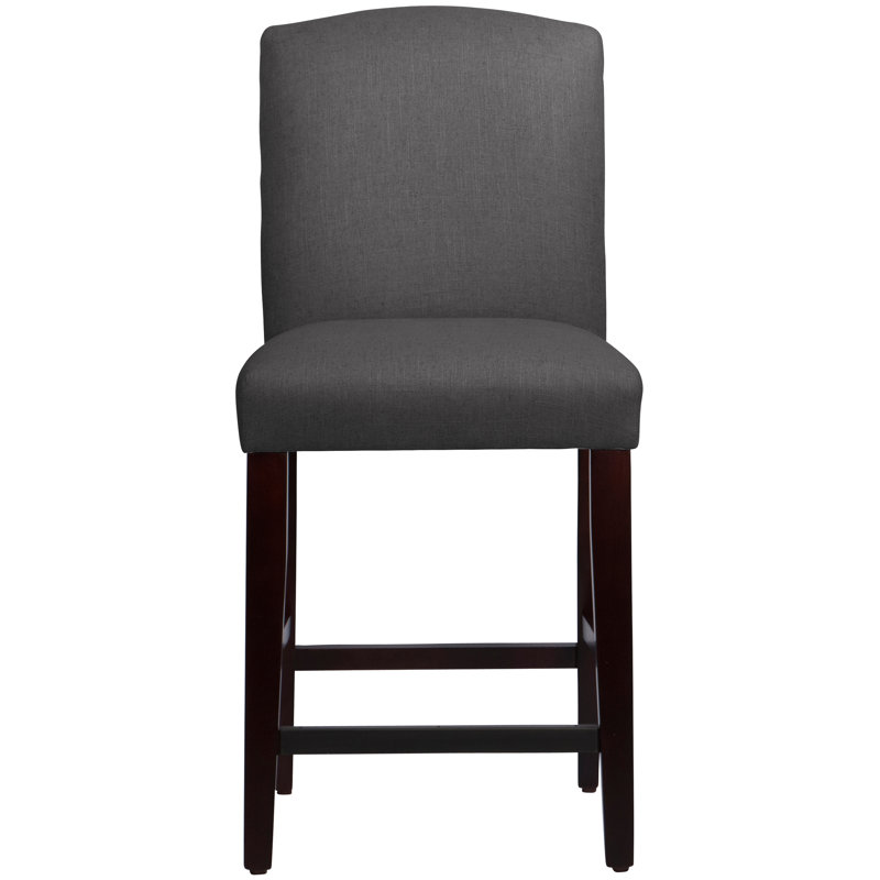 Tabouret de bar et de comptoir April, Tabouret de comptoir (siège d'une hauteur de 26 p, Lin ardoise classique, Espresso