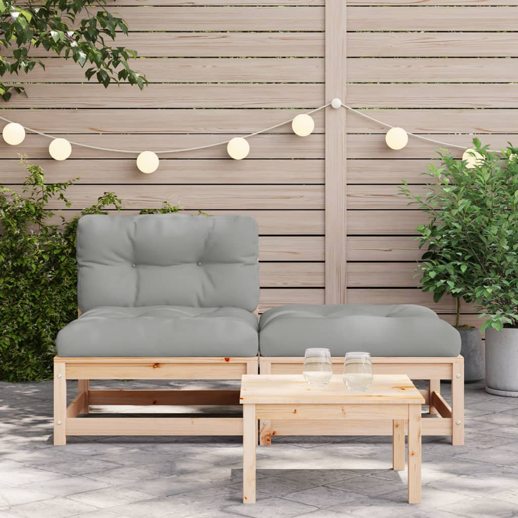 Vidaxl Gartensofa Ohne Armlehnen Mit Kissen Und Hocker