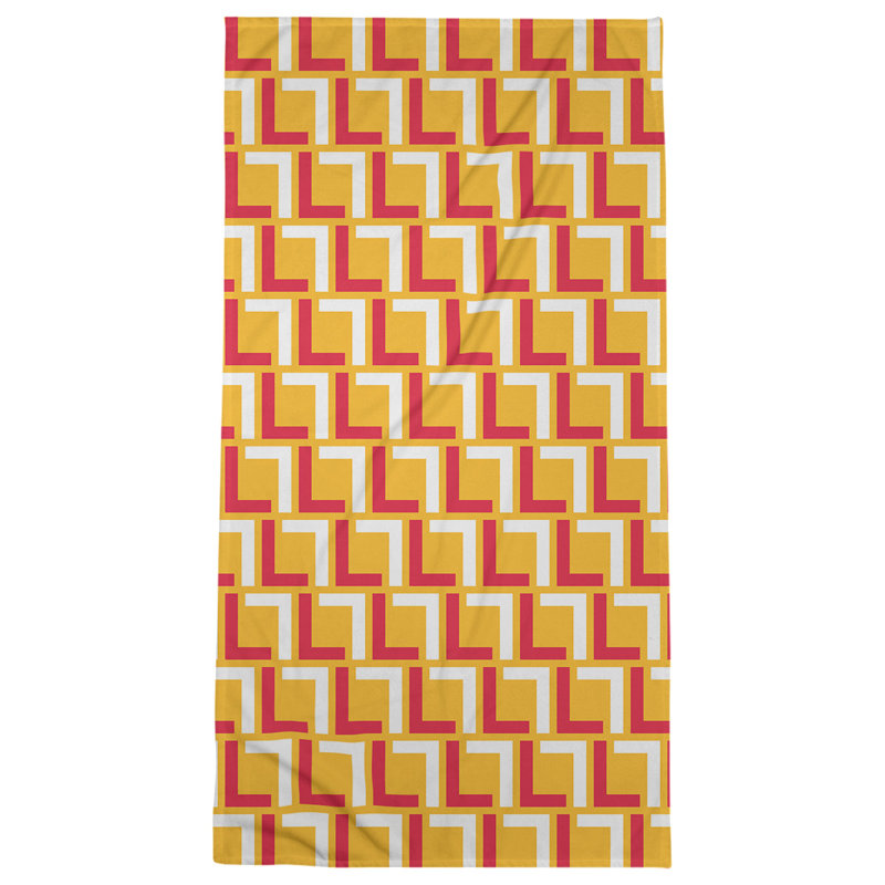 Bath Towel, Gold/Red/White