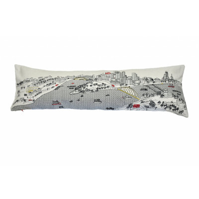 45" White Pittsburgh Daylight Skyline Lumbar Decorative Pillow