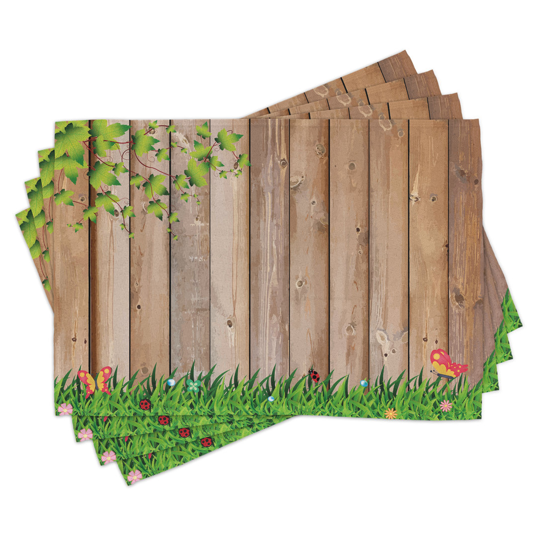 Platzdeckchen 4er-Set, Frühlingssaison Marienkäfer, Multicolor