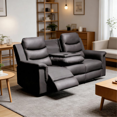 Canapé inclinable avec housse de console centrale, housses extensibles de canapé inclinable à 3 sièges (housse inclinable à 3 sièges avec console) Similicuir