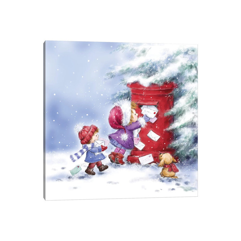 Little Girl And Boy With Letters by MAKIKO - Wrapped Canvas Print, 45.72 cm H x 45.72 cm W x 1.91 cm D