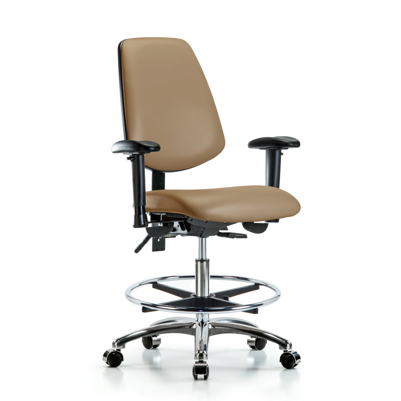 Mabel Vinyl Drafting Chair, Casters, Not Included, Taupe