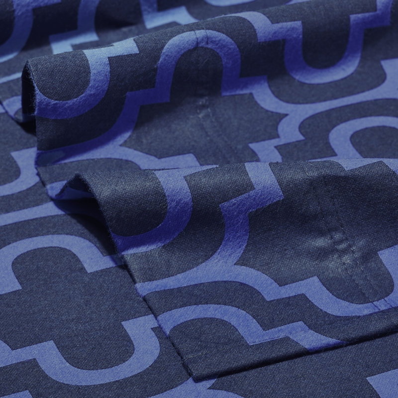 Scotia Trellis 100% Cotton Flannel Sheet Set, Navy Blue Trellis, Twin XL Sheet Set + Fitted Sheet + 1 Pillowcase