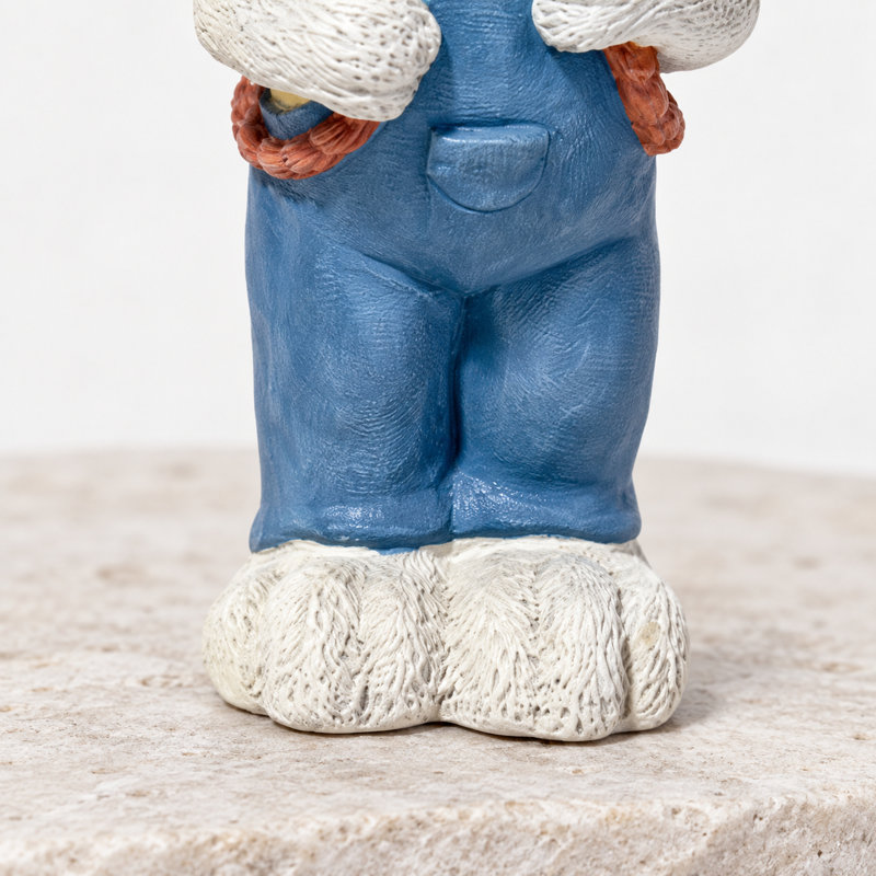 Rabbit Garden Statue in Blue Overalls