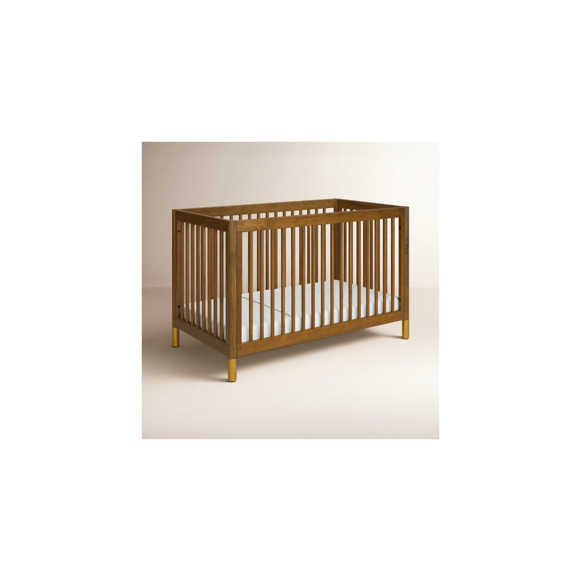 Gelato 4-in-1 Convertible Crib, Natural Walnut/Gold