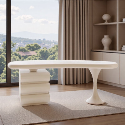 Durable French-style White Storage Computer Desk