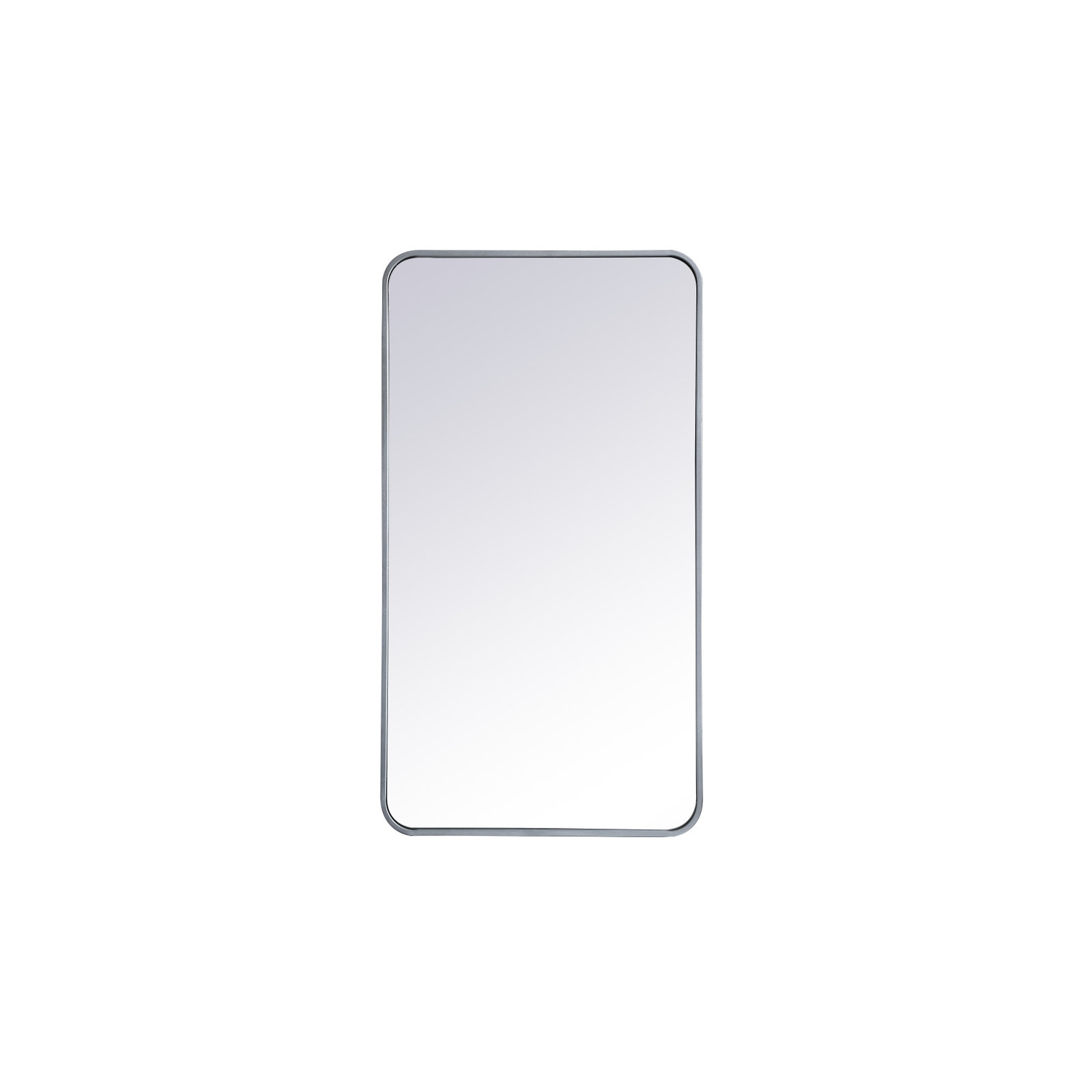 Sabine Metal Rounded Rectangle Wall Mirror, 40" x 22", Silver