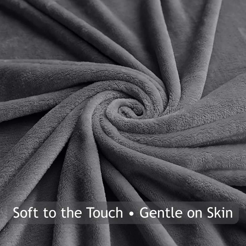 Ultra-Soft Fleece Blanket - Plush Warm Bed & Sofa Throw for All-Season Comfort, Grey, Double (150cm x 200cm)