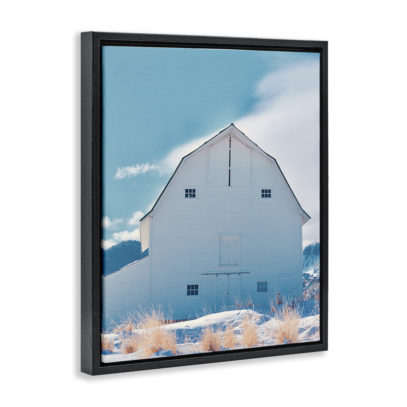 Niveous Winter Barn, H 31 po x l 25 po, Cadre flottant noir de jais