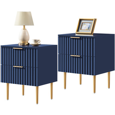 Rishaw Fluted Nightstand With 2 Drawers