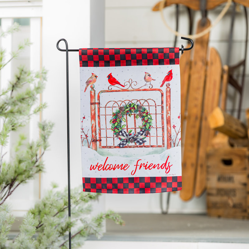 «Welcome Friends», cardinal, clôture, jardin, suède, drapeau