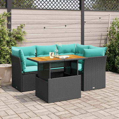  Ensemble de canapé de patio 5 pièces avec coussins en rotin de polyester